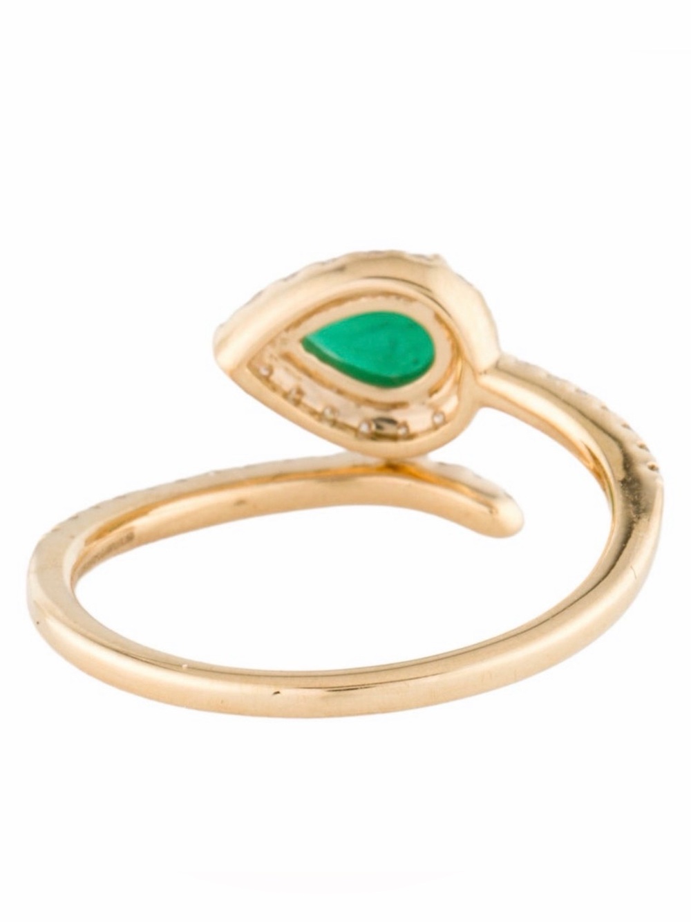 18K Emerald & Diamond Snake Ring, Size 6.5 - Picture 6 of 9